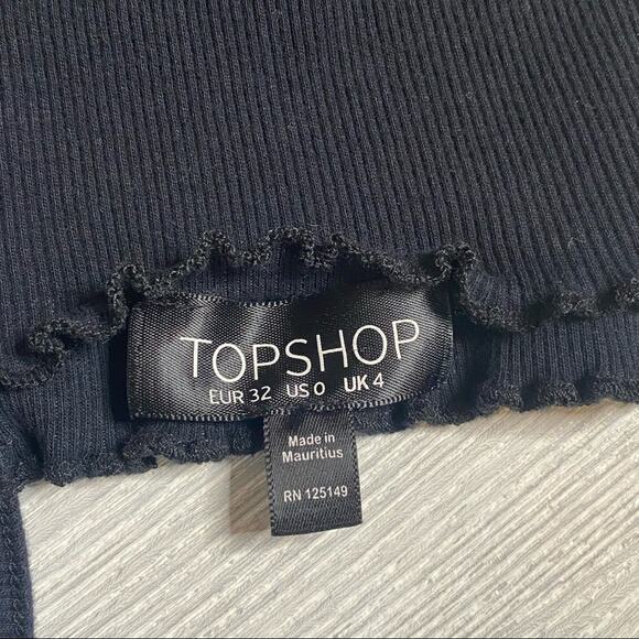 Topshop Women's Black Ribbed Spaghetti Strap Crop Top Size 0 - Picture 4 of 7